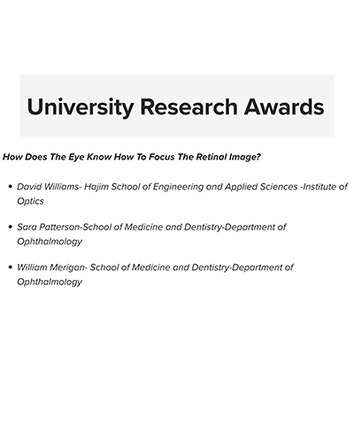 Text announcement of University Research Award
